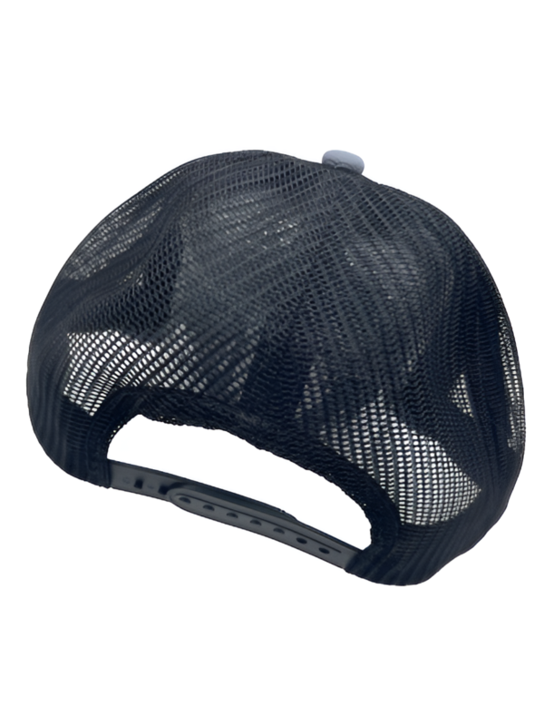 Back of black mesh snapback hat