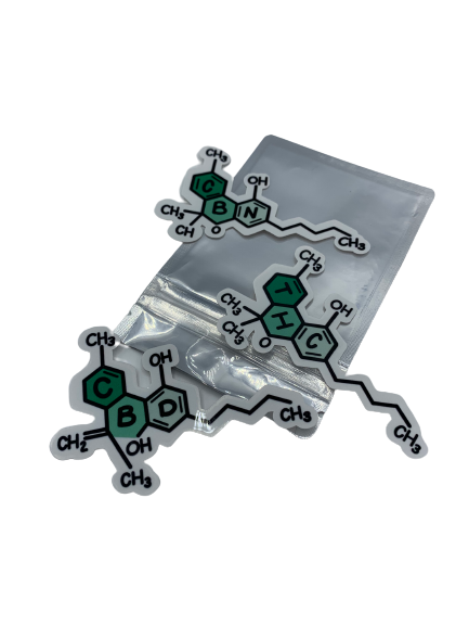 Molecular Cannabinoids – 3 Stickers (CBD, CBN, THC)