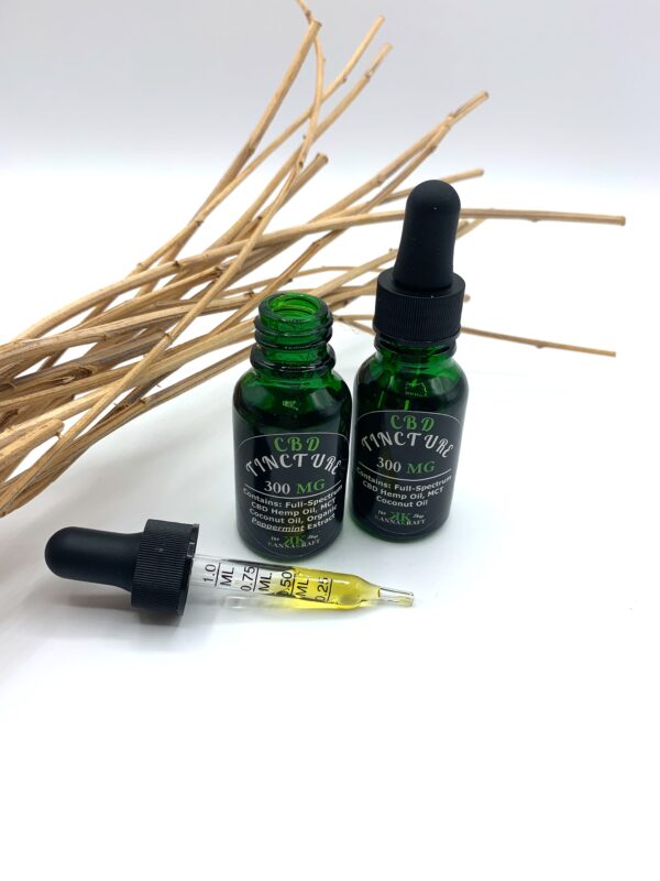 Premium Maine-Grown CBD Full Spectrum Tincture in glass bottle 300mg with dropper filled