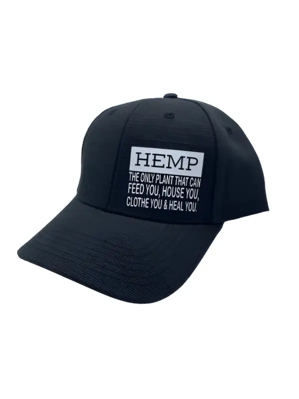 Black Hemp Hat with Hemp Quote